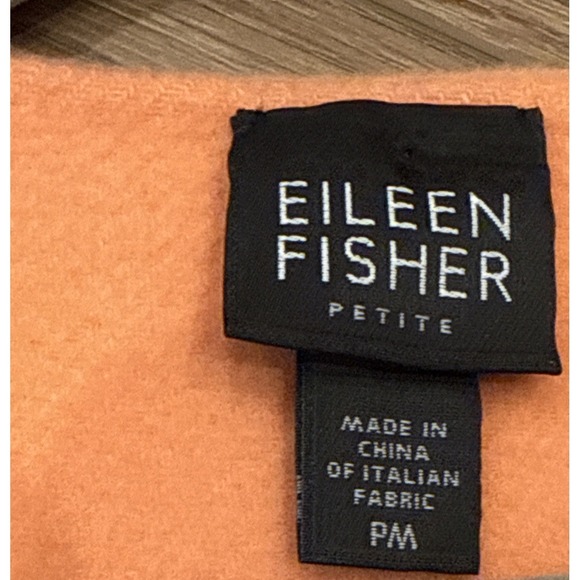 Eileen Fisher Jacket Womens PM Peach Open Front Blazer Wool Cashmere Blend EUC - Picture 4 of 9